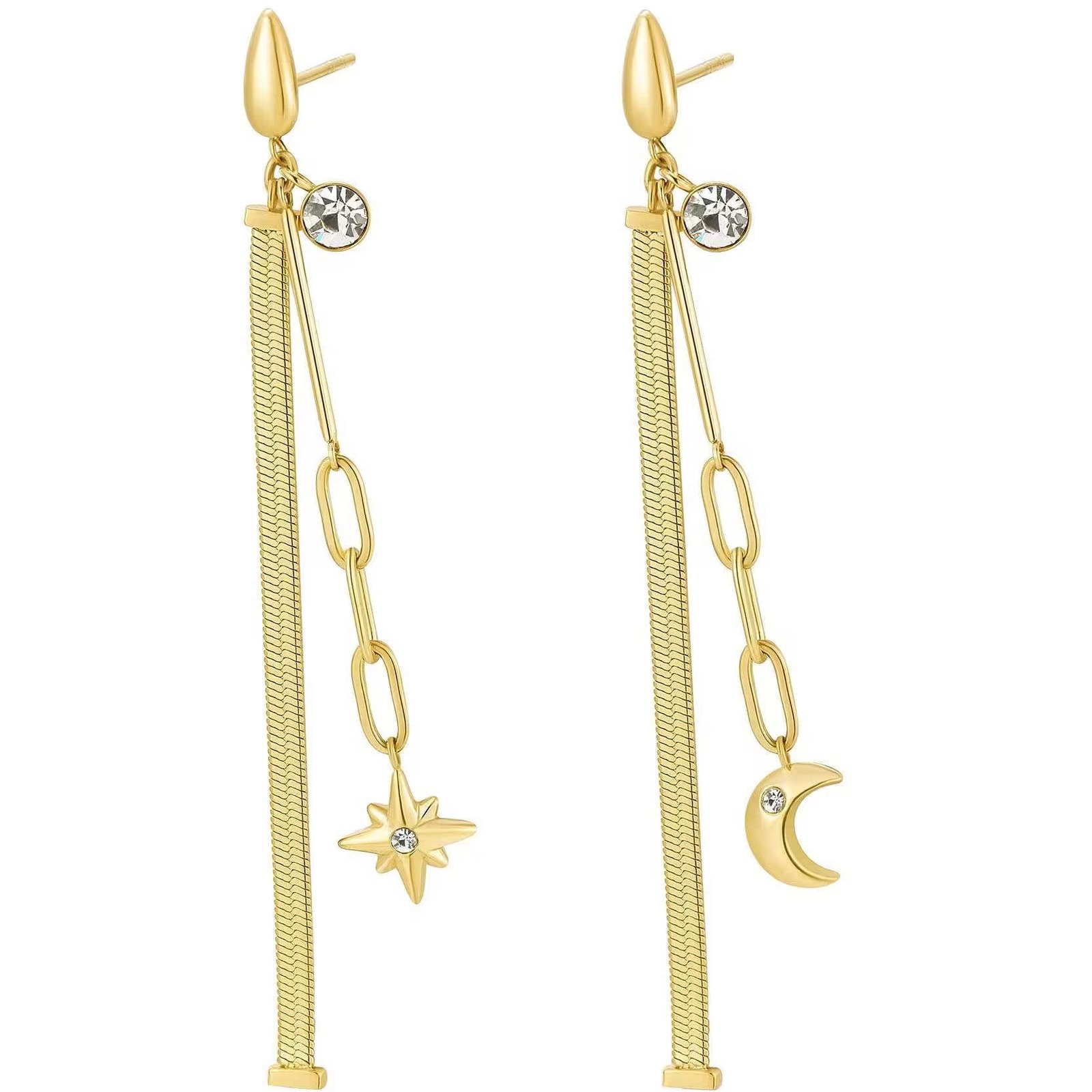 Brosway Stainless Steel Gold Dangling Earrings Chant Collection One Size New